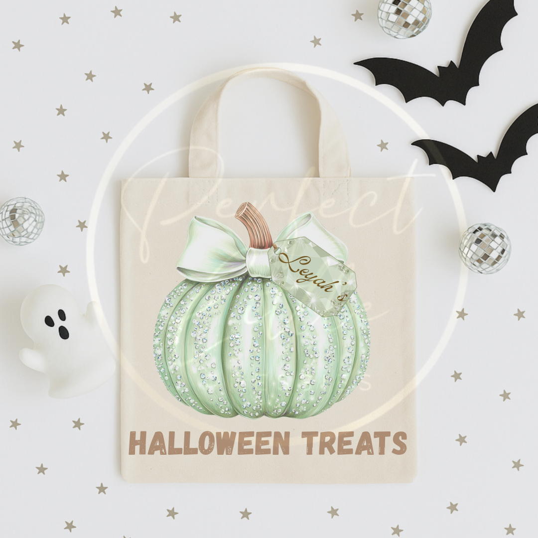 Halloween Glitter Effect Pumpkin Tote