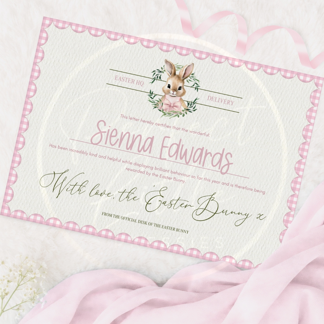 Easter - Pink Bunny Landscape Certificate
