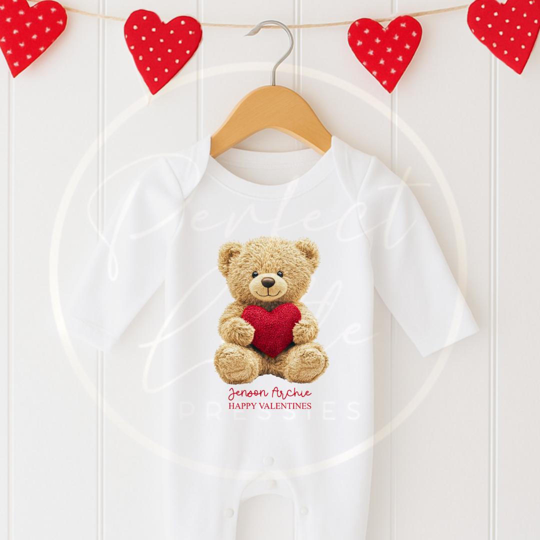 Valentines - Heart Bear Sleepsuit