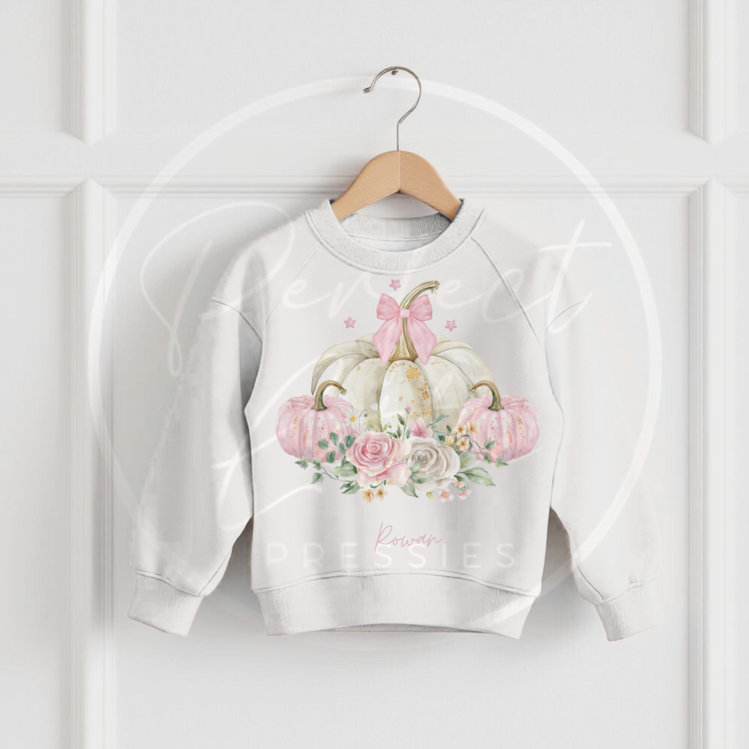 Halloween Kids Pink Pumpkin Sweatshirt