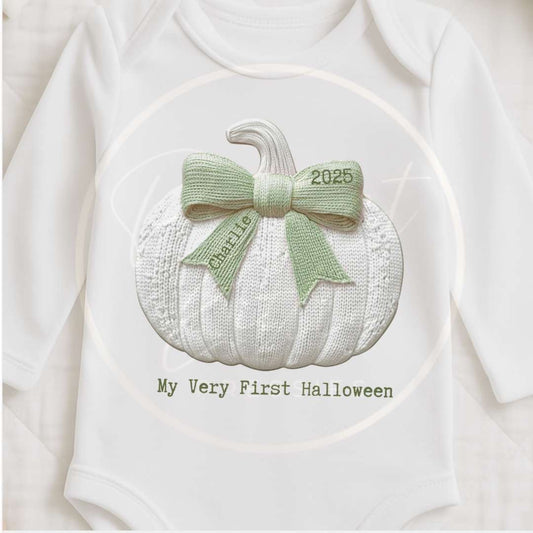 Halloween Embroidery Effect Baby Grow