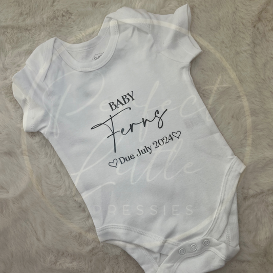 Baby Announcement Plain Text - Baby Grow
