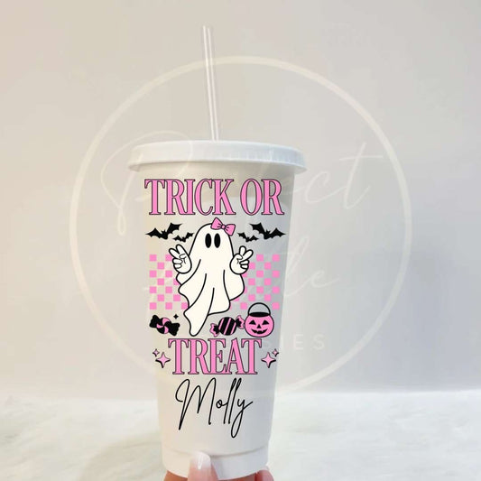Halloween Pink Trick Or Treat Cold Cup 24oz