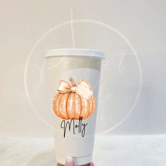 Halloween Cold Cup Glitter Pumpkin Designs 24oz