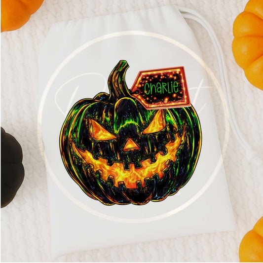 Halloween Spooky Pumpkin Drawstring Treat Bag