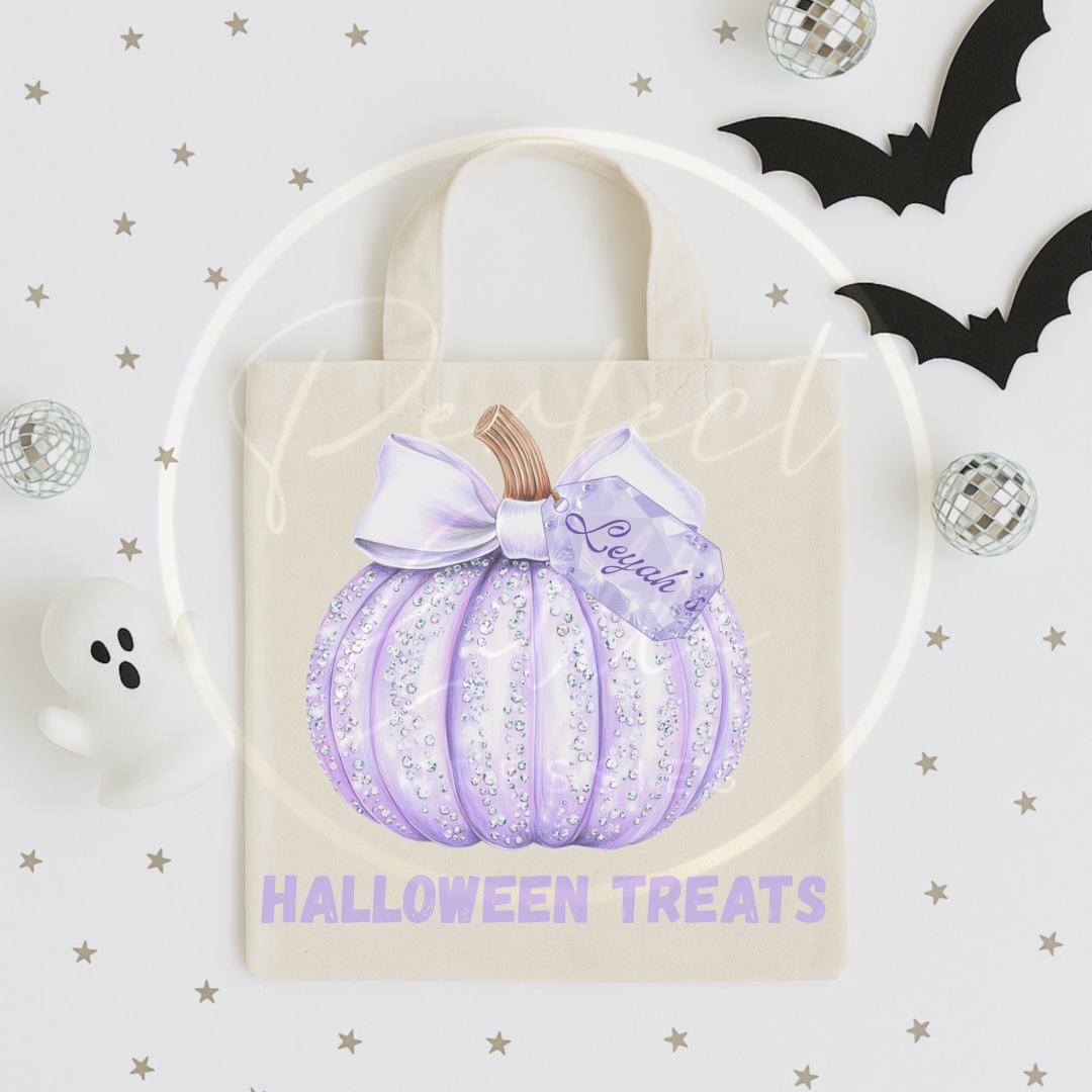 Halloween Glitter Effect Pumpkin Tote