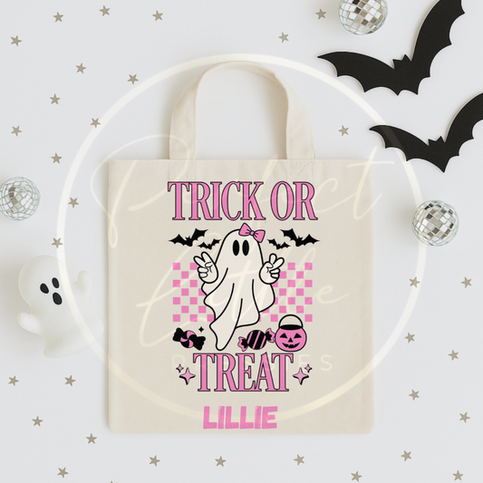 Halloween Pink Trick or Treat Tote Bag