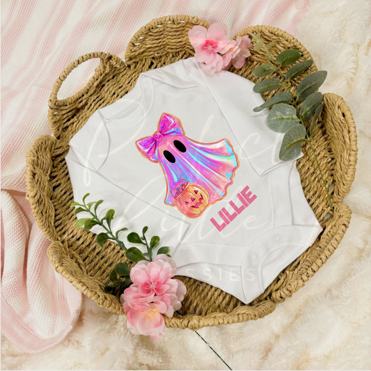 Halloween Iridescent Ghost Baby Grow