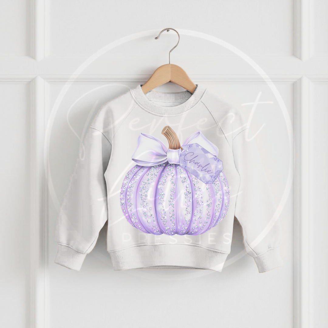 Halloween Kids Glitter Pumpkin Sweatshirt