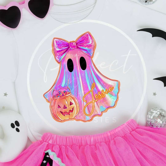 Kids Halloween Iridescent Ghost T-Shirt