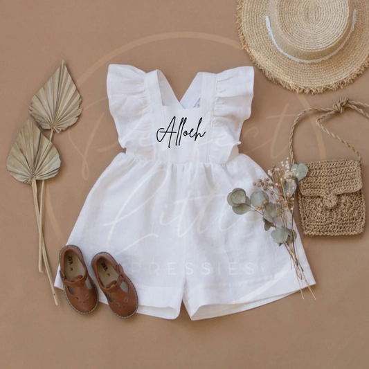 Girls Linen Frill Shoulder Playsuit
