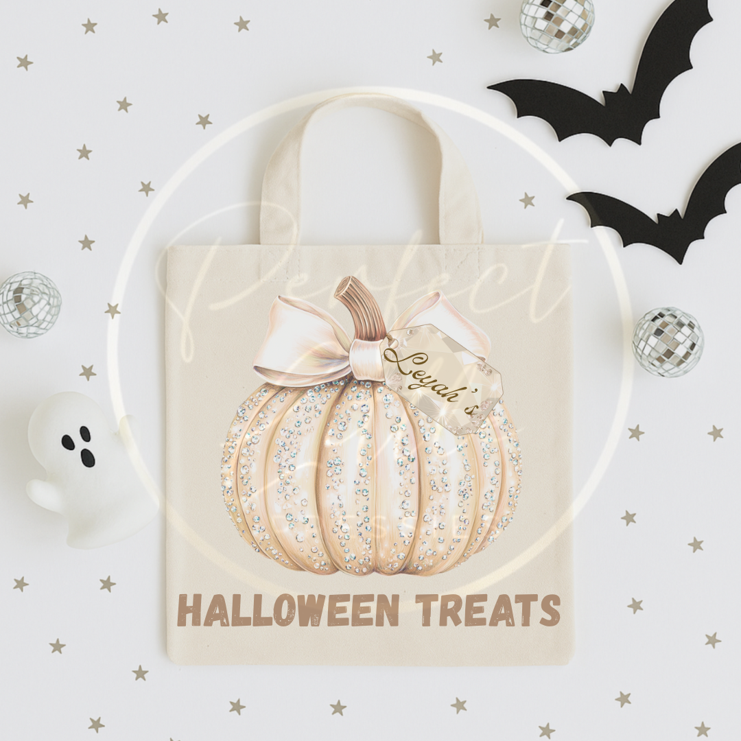 Halloween Glitter Effect Pumpkin Tote