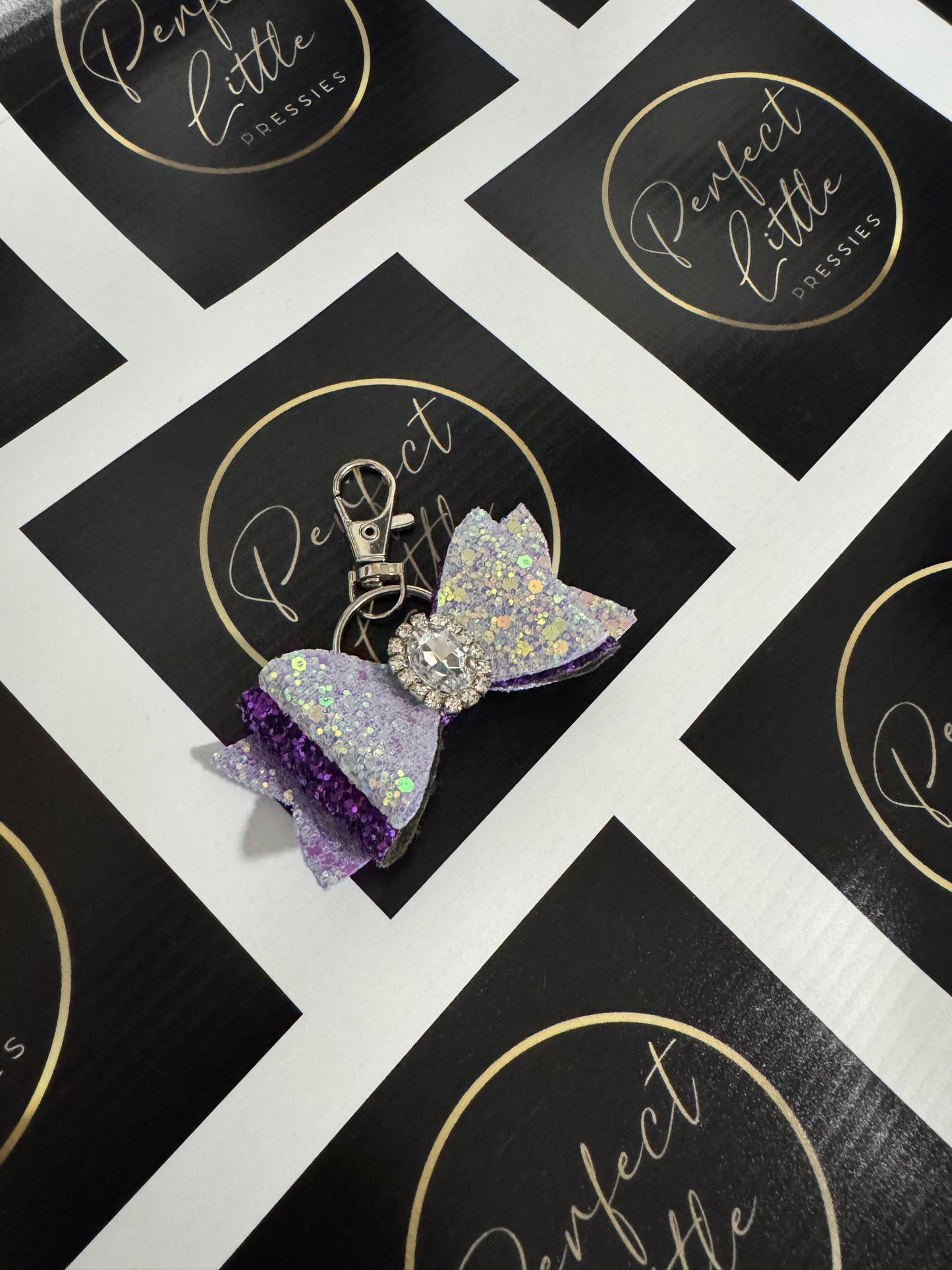 Bow Keyring - Lilac/Purple Silver Diamante