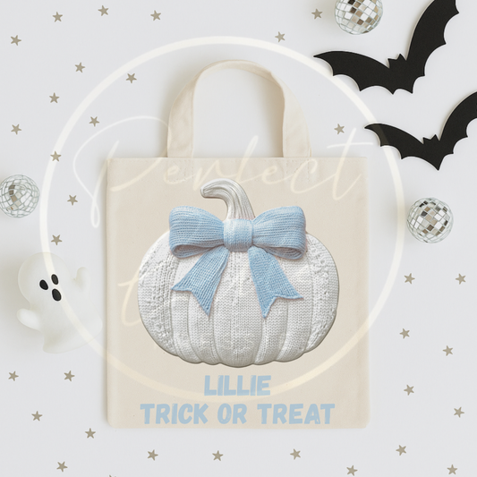 Halloween Embroidered Effect Pumpkin Tote Bag