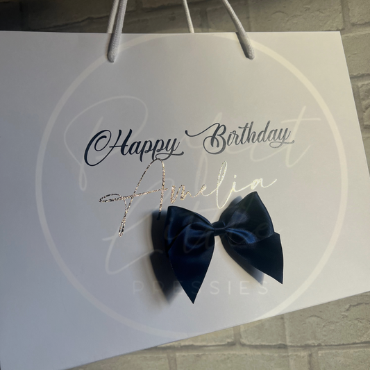 Custom White Paper Gift Bag - Bow Style