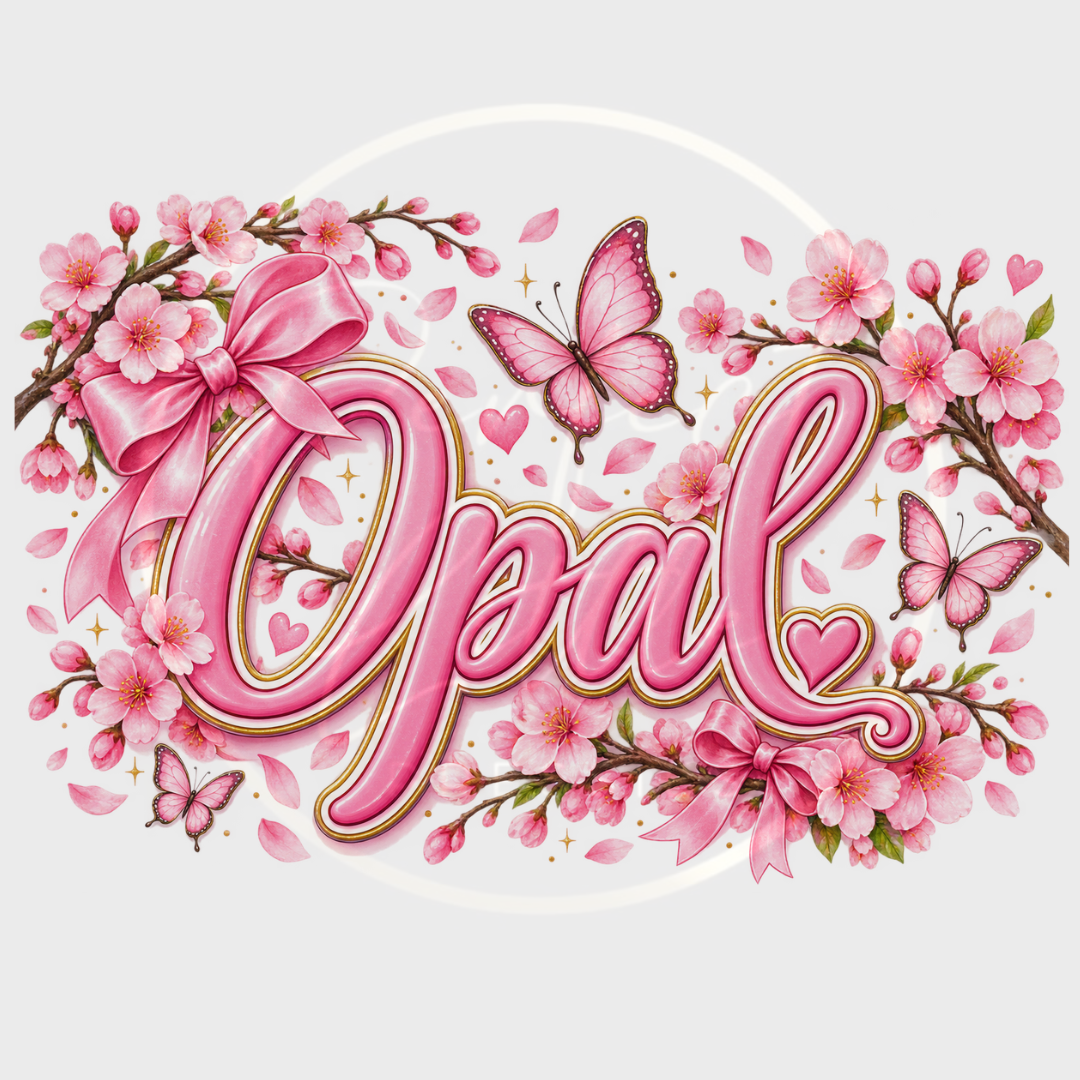 CUSTOM ADHESIVE DECAL - Cherry Blossom Butterfly Name