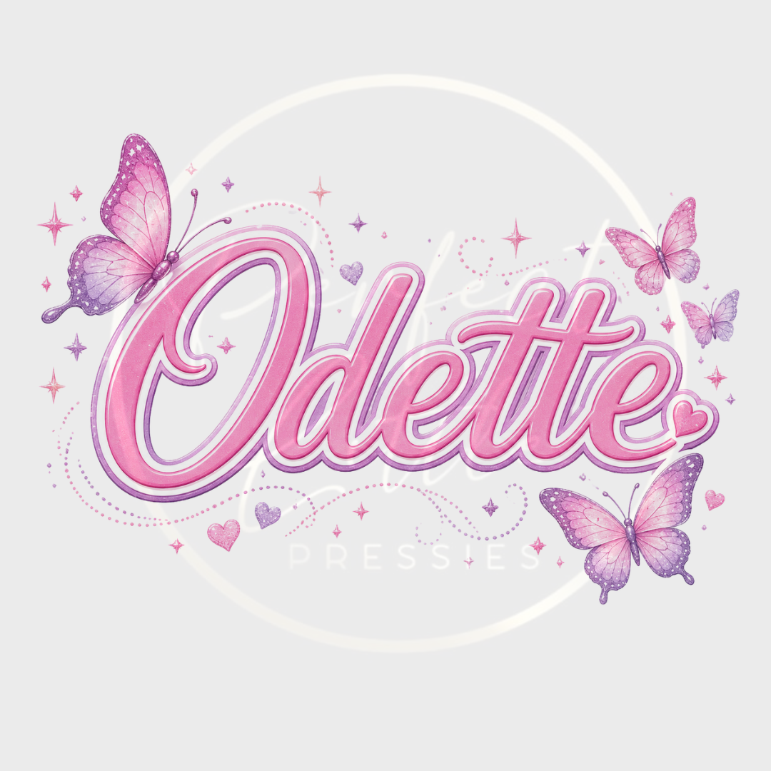 CUSTOM ADHESIVE DECAL - Pink/Purple Butterfly Name