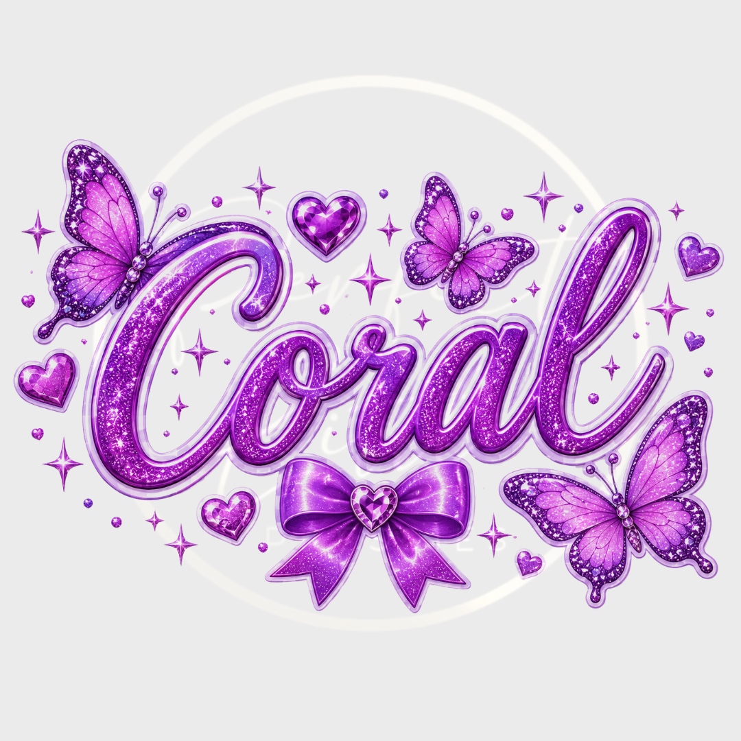 CUSTOM ADHESIVE DECAL - Purple Glitter Name