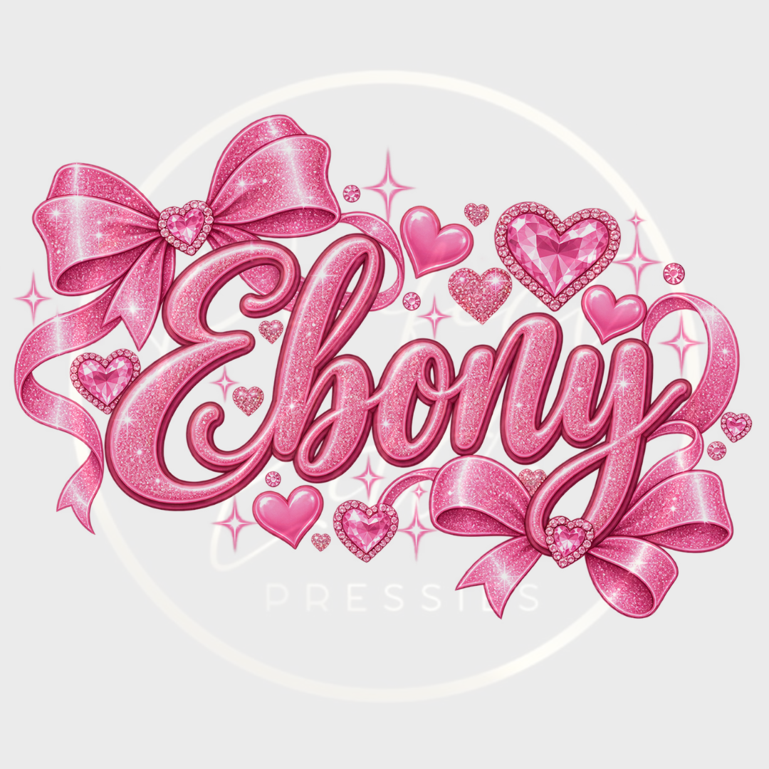 CUSTOM ADHESIVE DECAL - Pink Glitter Bows Name