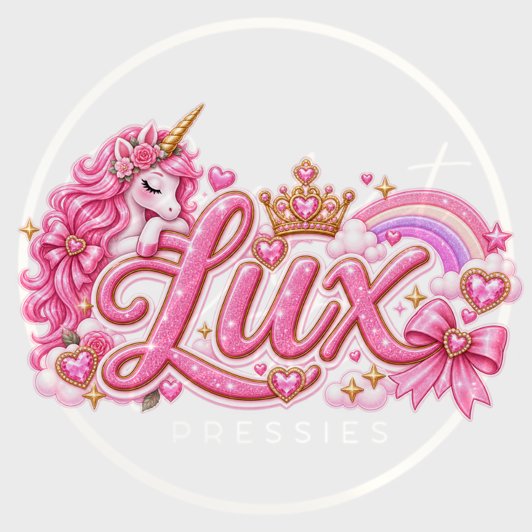 CUSTOM ADHESIVE DECAL - Pink Magical Unicorn Name