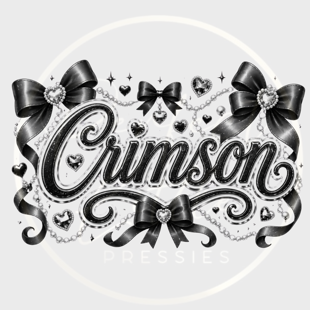 CUSTOM ADHESIVE DECAL - Black Pearl Bow Name