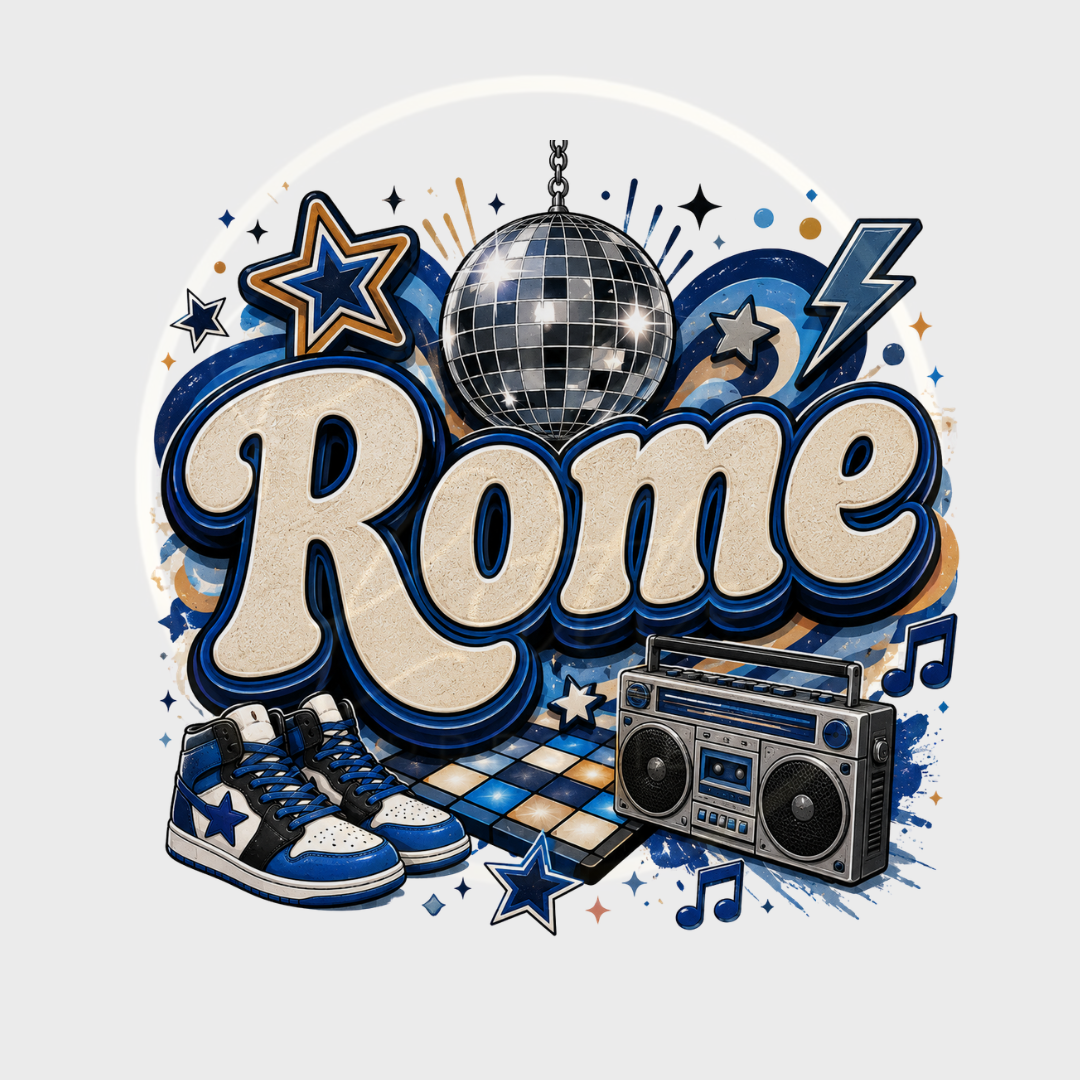 CUSTOM ADHESIVE DECAL - Blue Groovy Decal Name