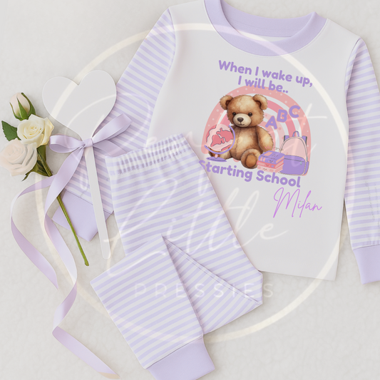 Kids Starting School/Nursery Lilac Bear Pyjamas