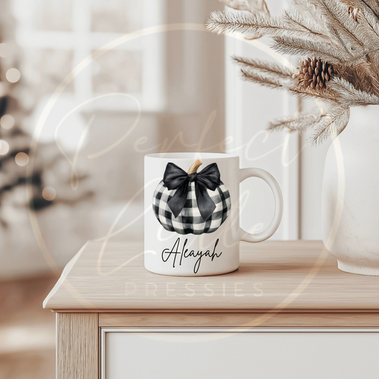 Halloween Checked Pumpkin Mug