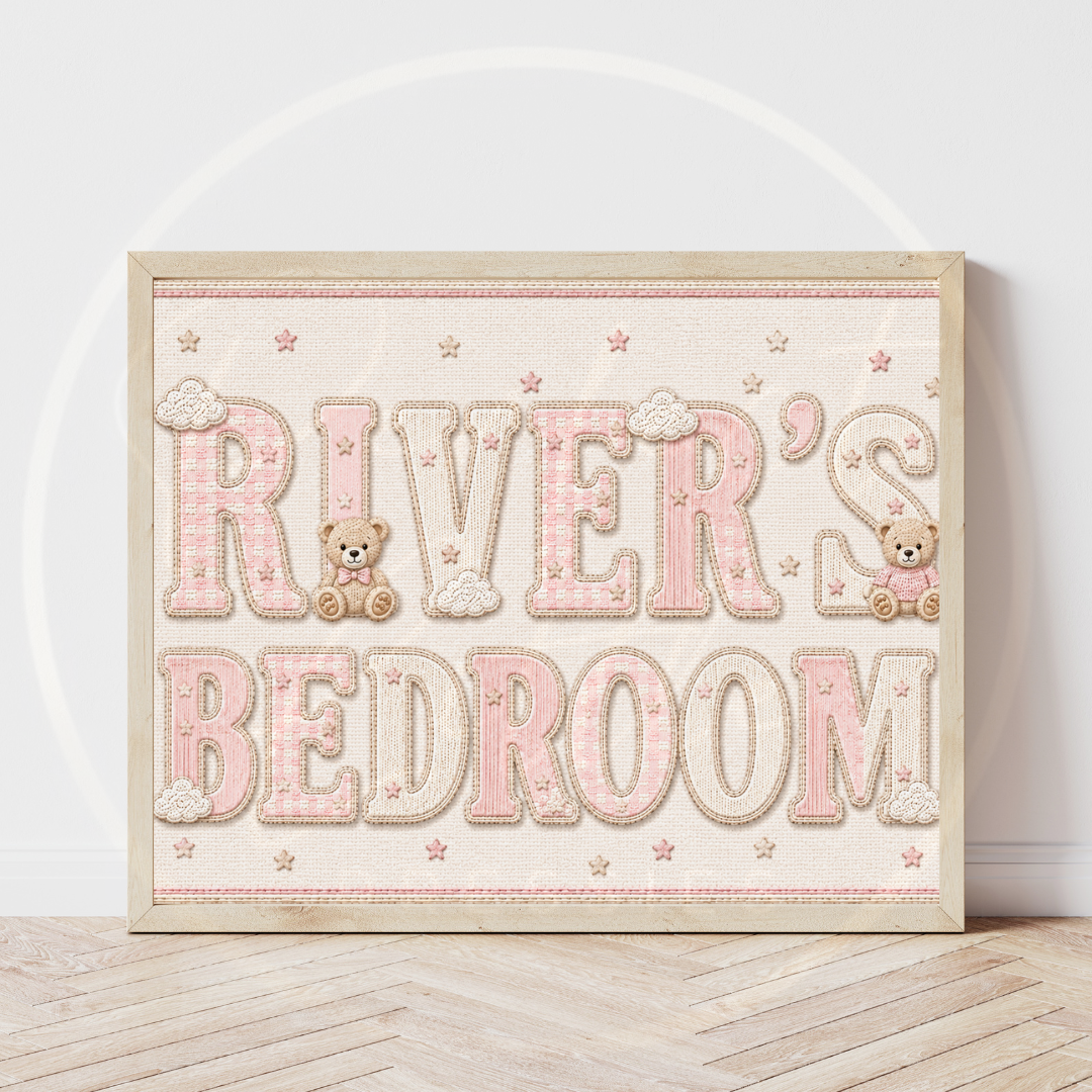 Custom Print - Pink Cloud Bear Bedroom