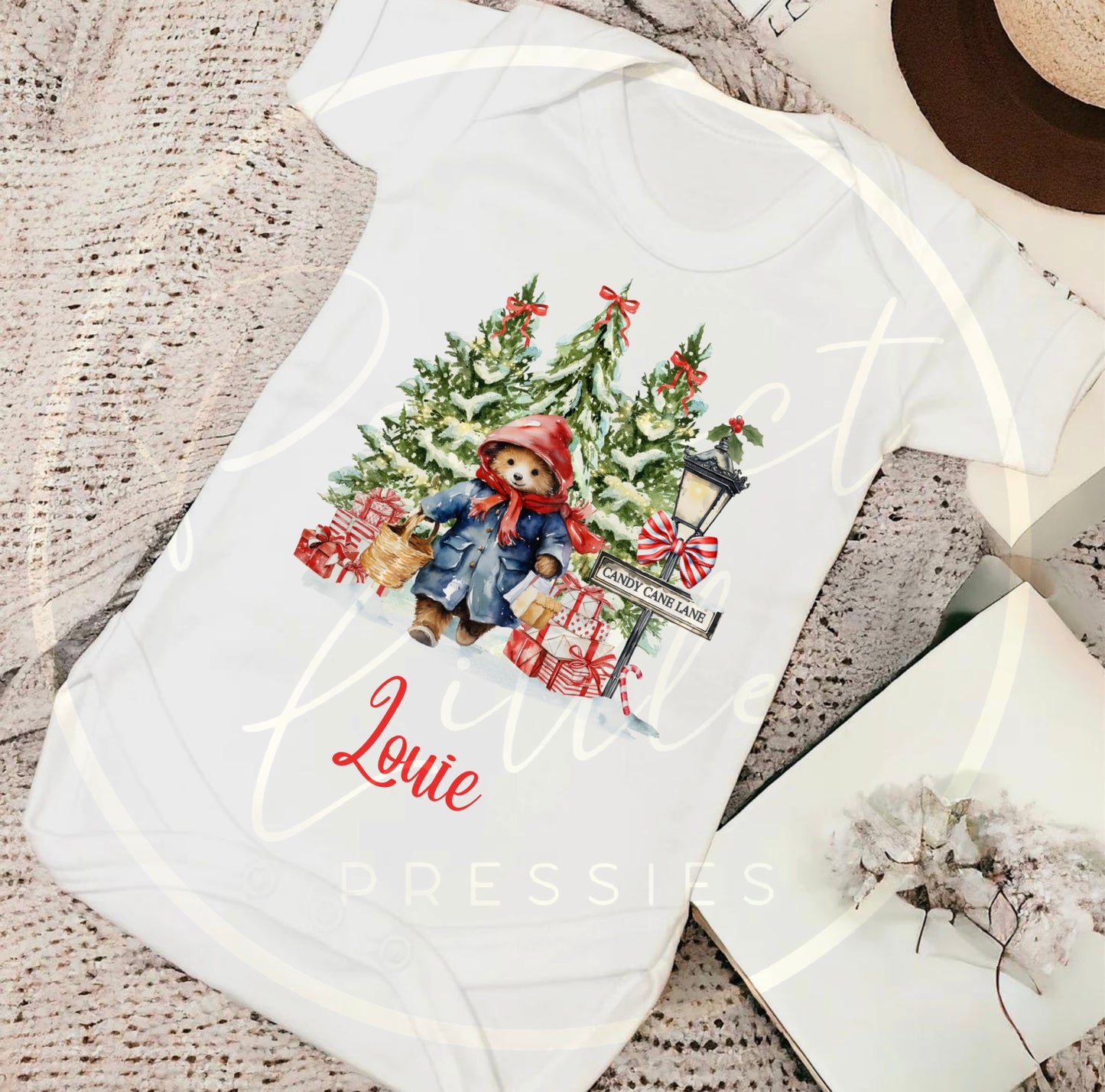 Christmas Baby Grow - Classic Bear Scene