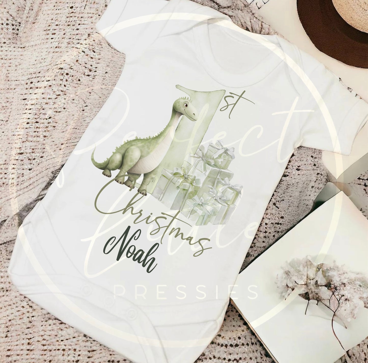 Christmas Baby Grow - 1st Christmas Dinosaur