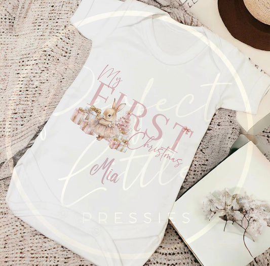 Christmas Baby Grow - 1st Christmas Ballerina Bunny