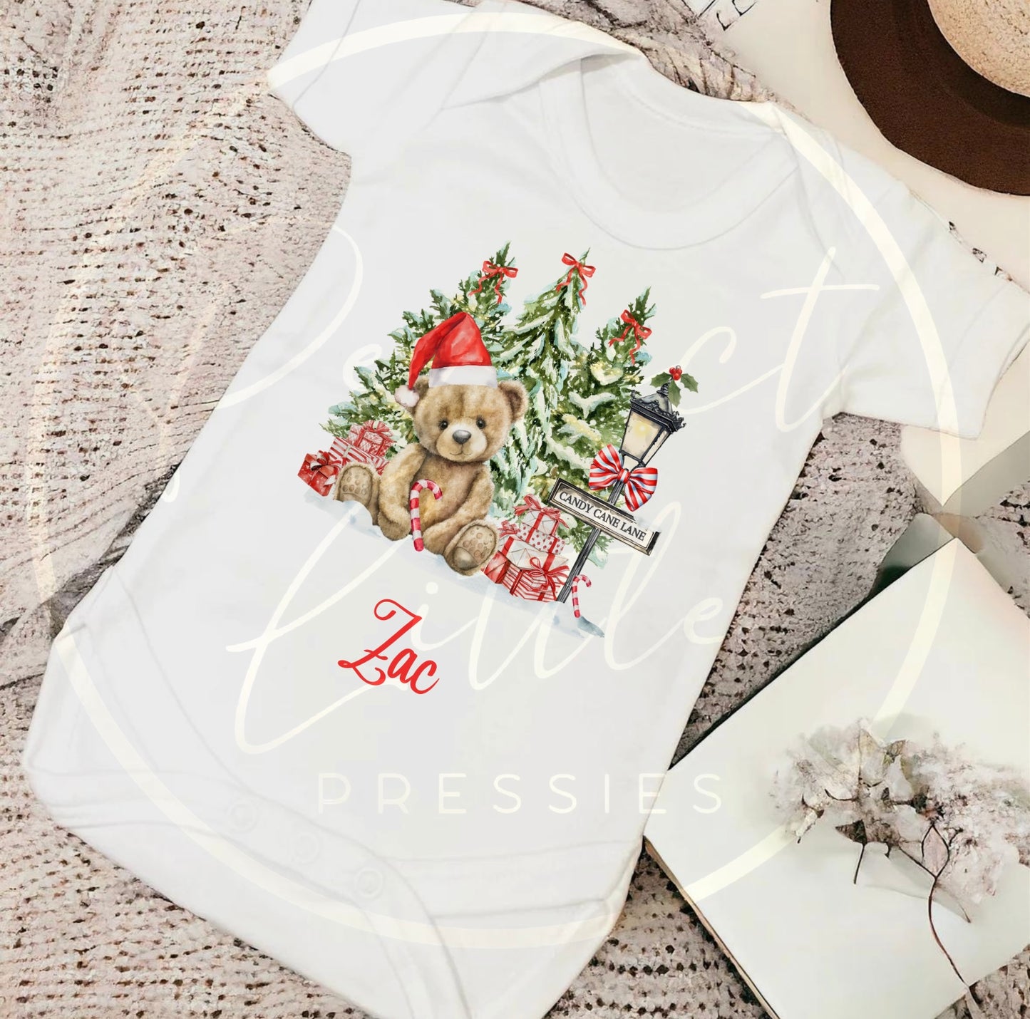 Christmas Baby Grow - Red Bear Candy Canes