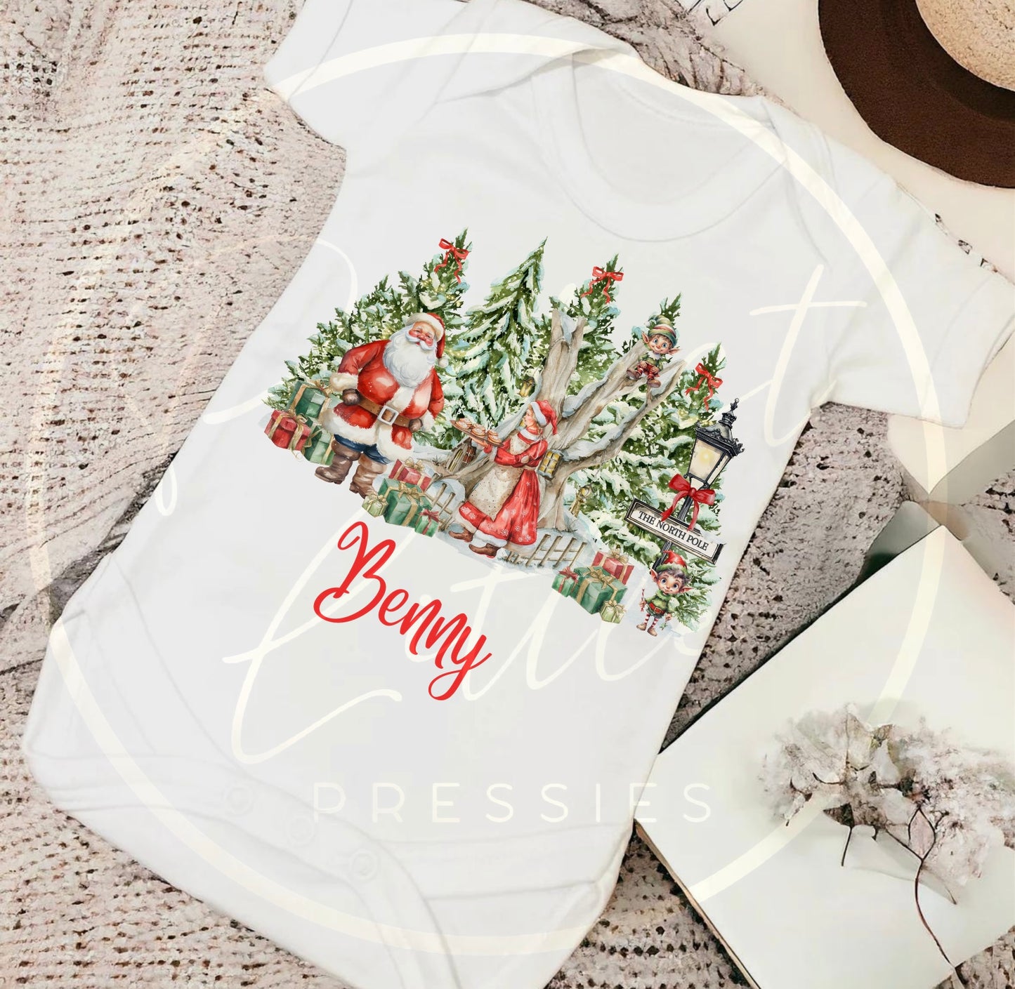 Christmas Baby Grow - Santa Woodland Scene