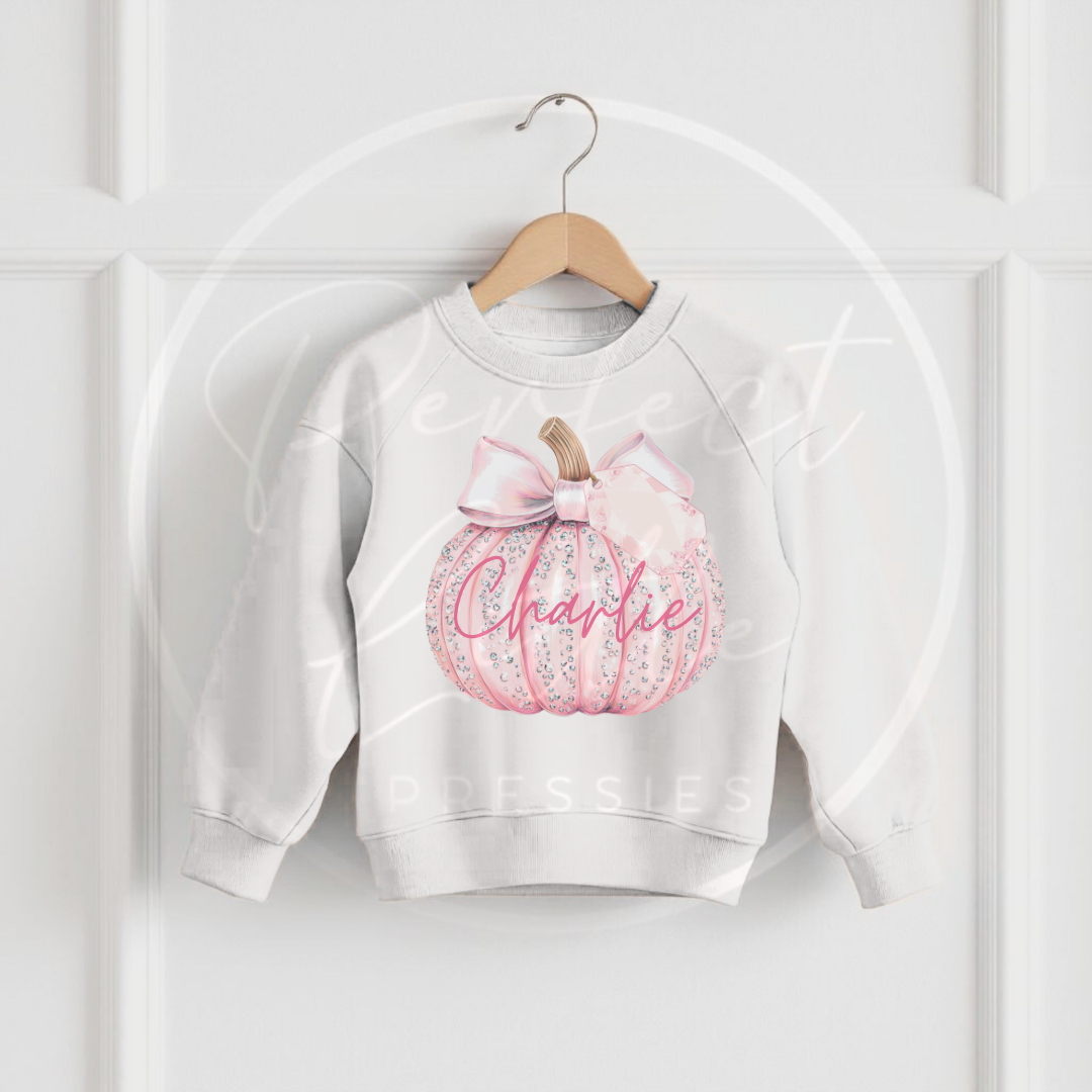 Halloween Kids Glitter Pumpkin Sweatshirt