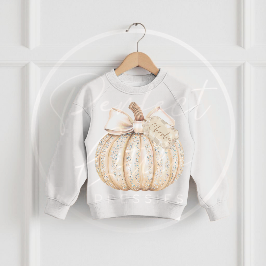 Halloween Kids Glitter Pumpkin Sweatshirt