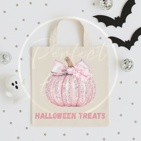 Halloween Glitter Effect Pumpkin Tote
