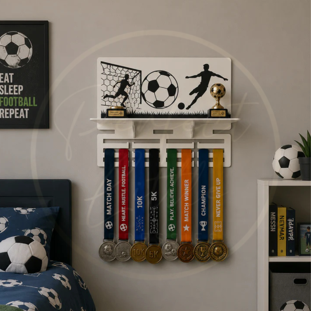 Wall Plaque - Football Medal Hanger With Shelf