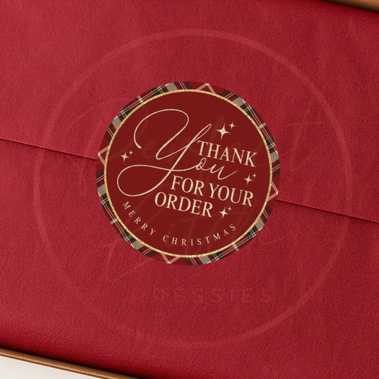 Christmas Stickers - Tartan Thank You Stickers (5 Pack)