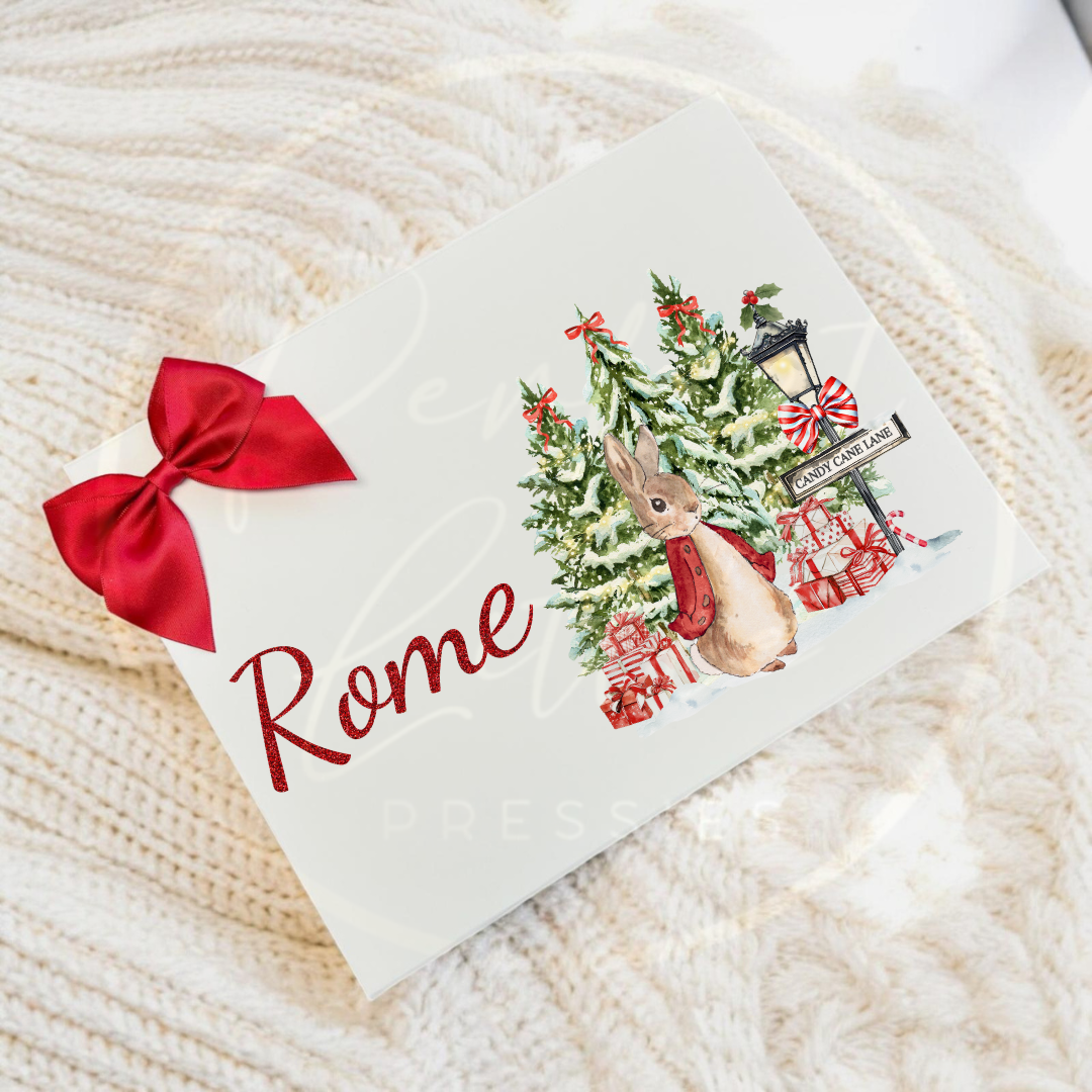 Christmas Box - Red Bunny Candy Cane Lane