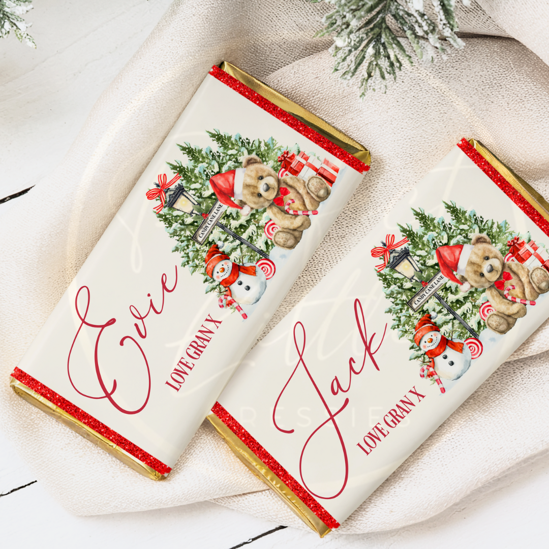 Christmas Chocolate Wrapper - Bear Scene