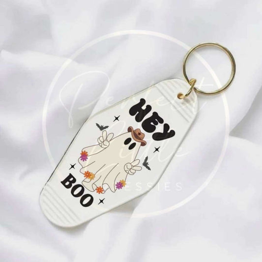 Halloween Hey Boo Motel Keyring