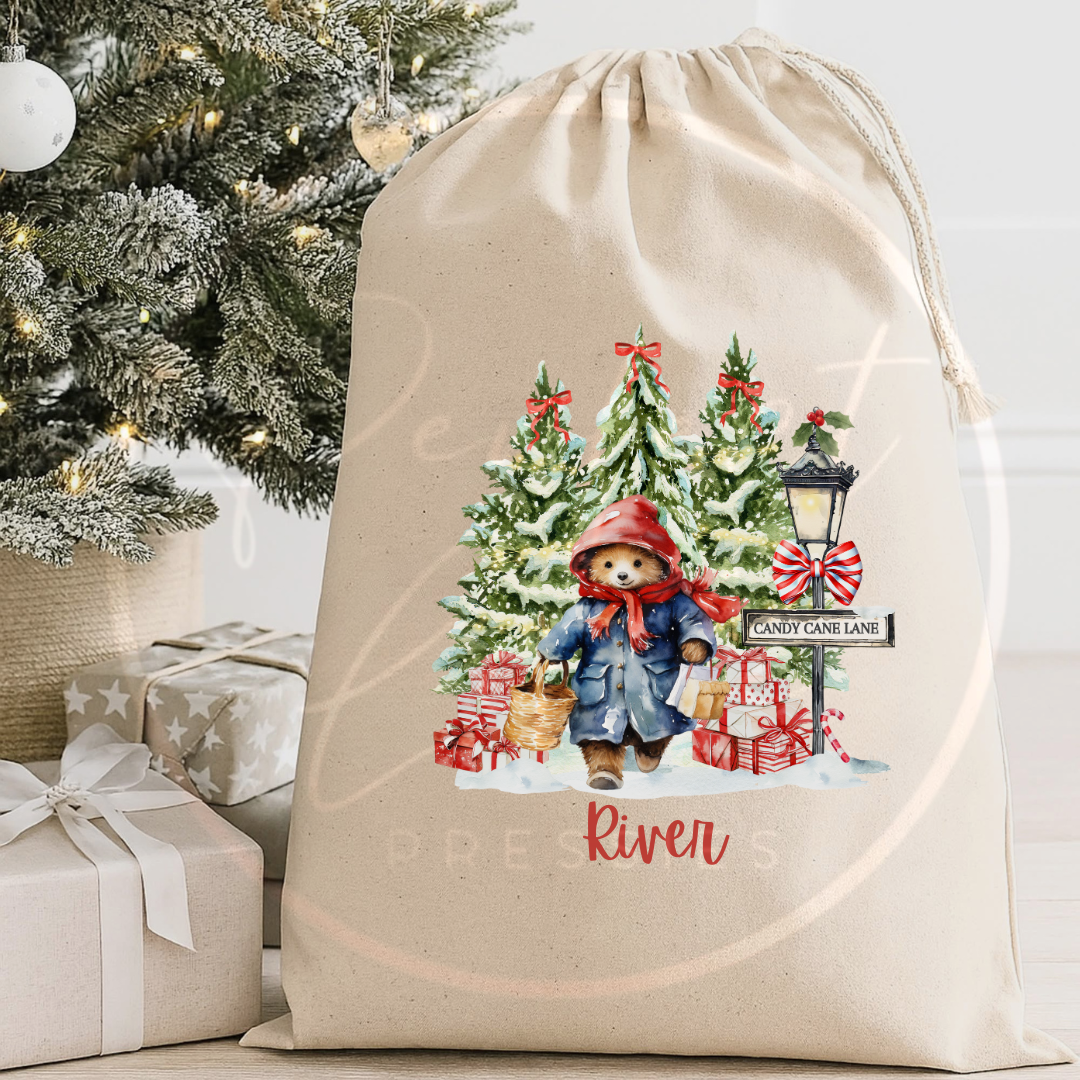 Christmas Sack - Classic Bear Candy Cane Lane