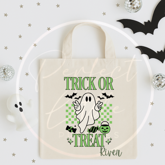 Halloween Green Trick Or Treat Tote Bag