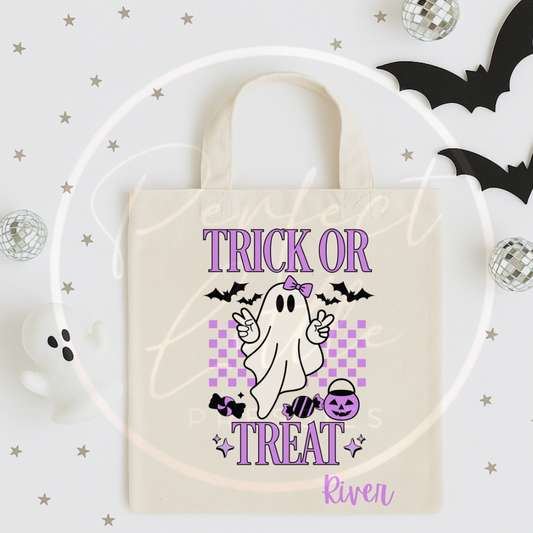 Halloween Purple Trick Or Treat Tote Bag