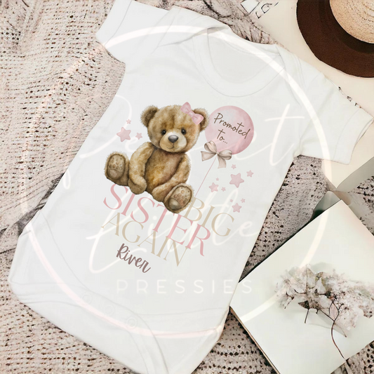 Promoted To Big Sister Bear Baby Grow