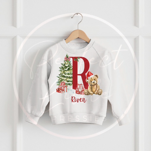 Christmas Sack - Red Bear Initial