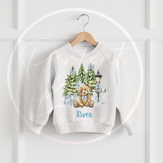 Christmas Sweatshirt - Blue Bear North Pole