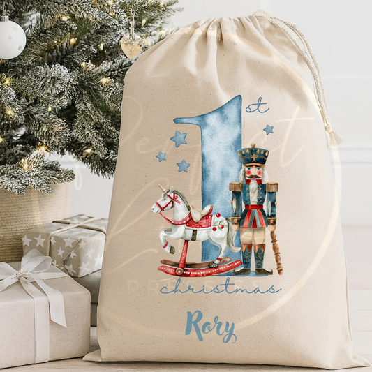 Christmas Sack - 1st Christmas Blue Nutcracker