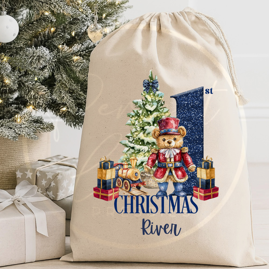 Christmas Sack - Nutcracker Bear 1st Christmas